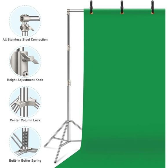 Photo Backdrop Stand, 10x9.2ft Stainless Steel Adjustable Background Stand - Picture 3 of 8